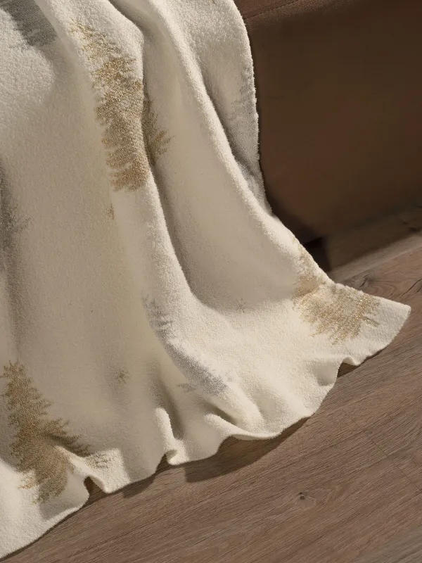 Плед, 130х170 см, полиэстер/люрекс, молочный, Елки, Shiny threads, image-3