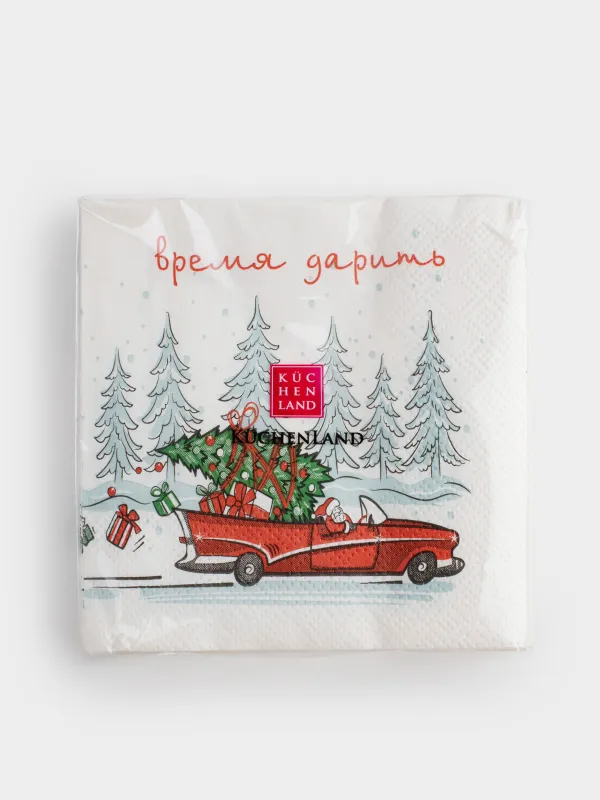 Қағаз майлықтар, 21х21 см, 20 дана, төртбұрышты, ақ, Сыйға тарту уақыты, Red car, image-4