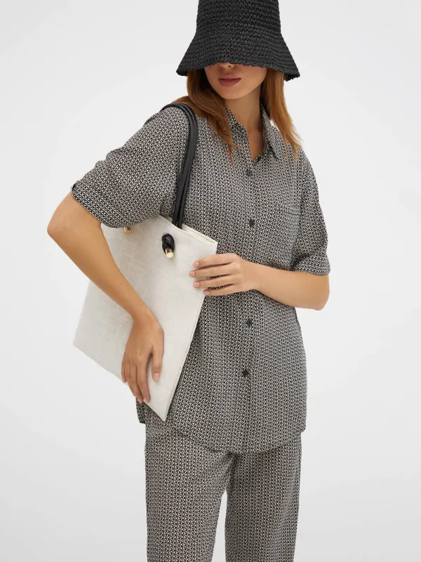 Сумка-шоппер, 35х38 см, на магнитном замке, канвас, бежевая, Solo, image-4