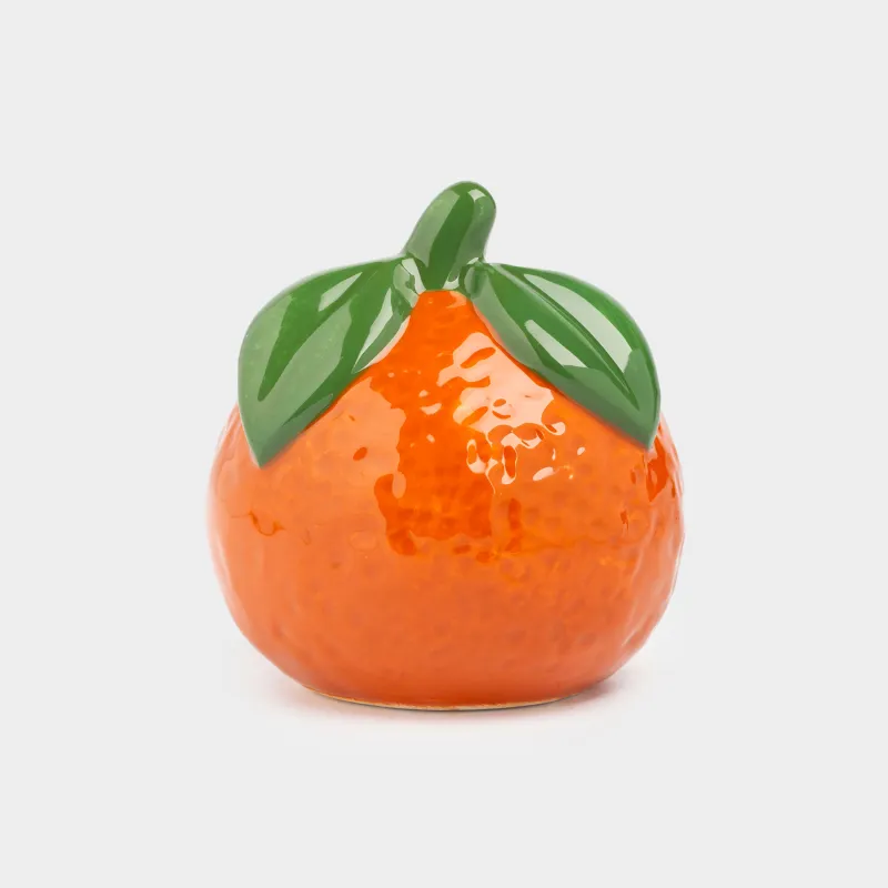 Емкость для соли или перца, 7 см, керамика, оранжевая, Мандарин с листьями, Fruits