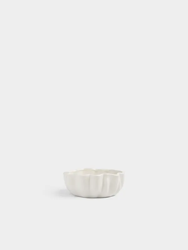 Кесе, 14х6 см, 450 мл, керамика, сүт түстес, Толқынды жиек, Crumple, image-0