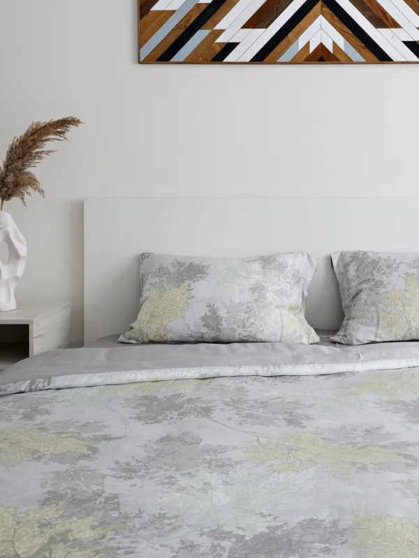 КПБ евро, тенсель 300 ТС, серо-ментоловый, Ветви, Tencel, image-1