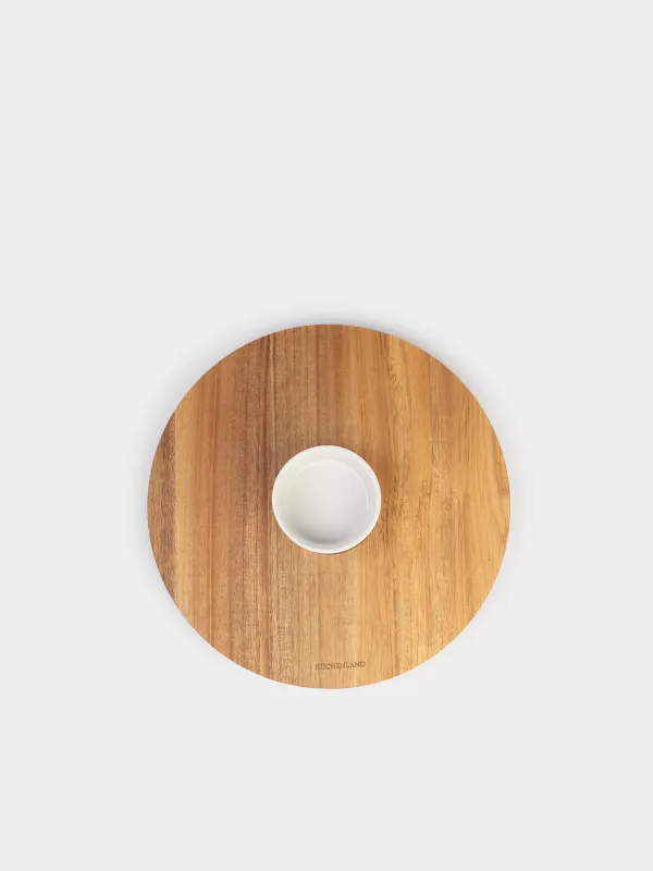 Дәмтатымдарға арналған табақ, 30 см, пиаласы бар, айналмалы, ағаш/фарфор P, Noble tree, image-2