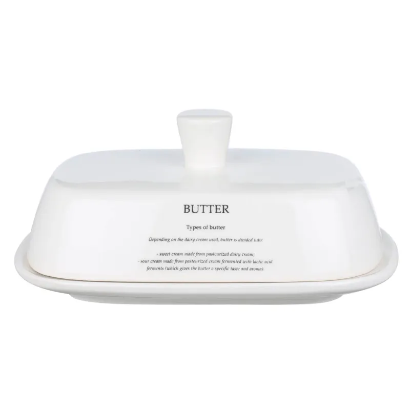 Масленка, 18 см, керамика, прямоугольная, белая, Butter, Course, image-0
