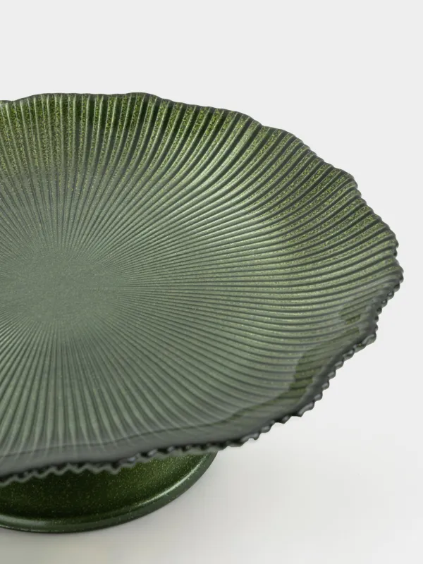 Аяқты ыдыс, 21х12 см, шыны Р, жасыл, Ribby color, image-2