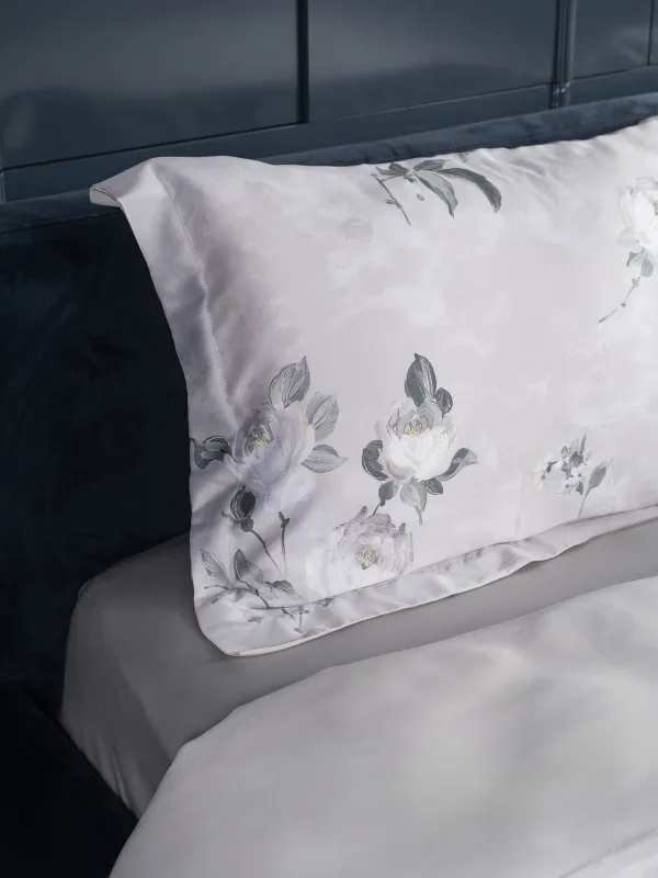 КПБ евро, тенсель 300 ТС, светло-серый, Цветы, Tencel, image-3