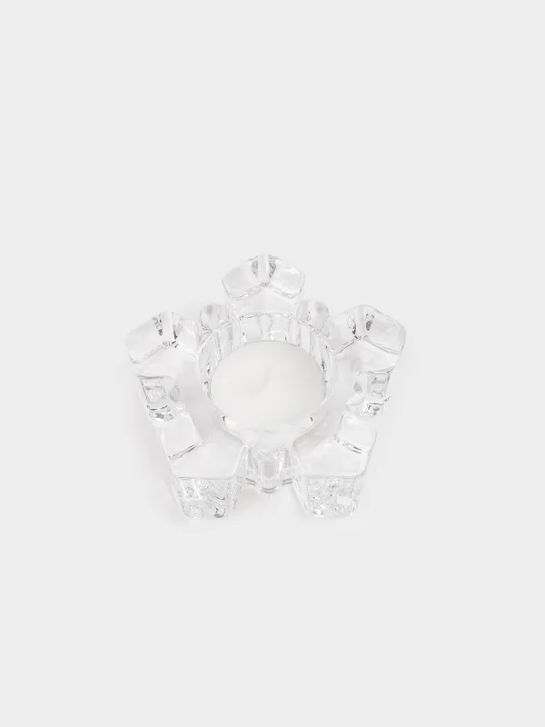 Подсвечник, 9x3 см, для чайной свечи, стекло, Снежинка, Snowfall, image-4