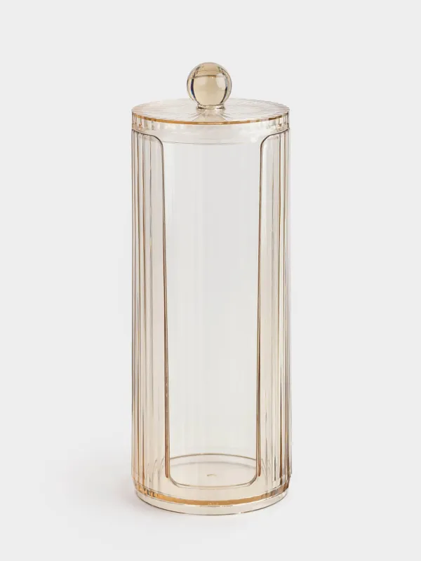 Мақта дискілеріне арналған контейнер, 20х7 см, қақпағы бар, пластик, кәріптас, Ribby color, image-0