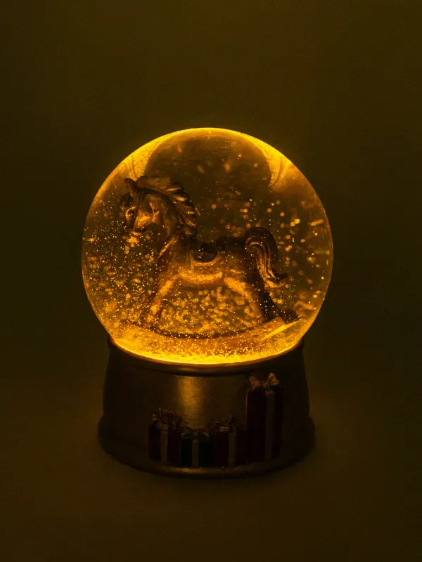 Қар шамы, 10 см, жарықтандырылған, шыны/полирезин, алтын, Тербелетін ат, Golden style, image-4