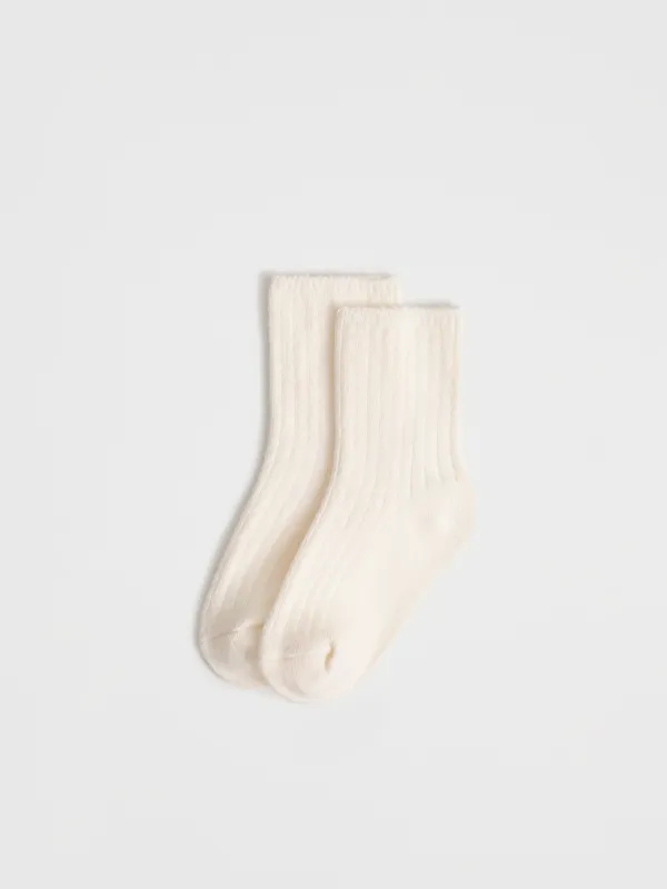 Балалар шұлықтары, өлшемі 23-26, қырлы, полиэстер/спандекс, сүт түстес, Pleasantly, image-1