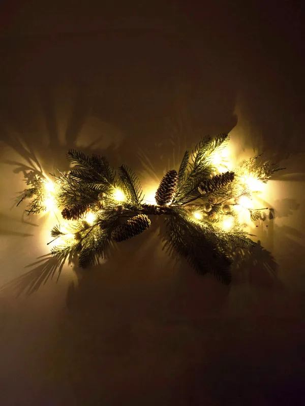 Сәндік композиция, 60 см, жарықтандырылған, пластик, Шампан жидектері мен қылқан инелер, Conifer champagne, image-5