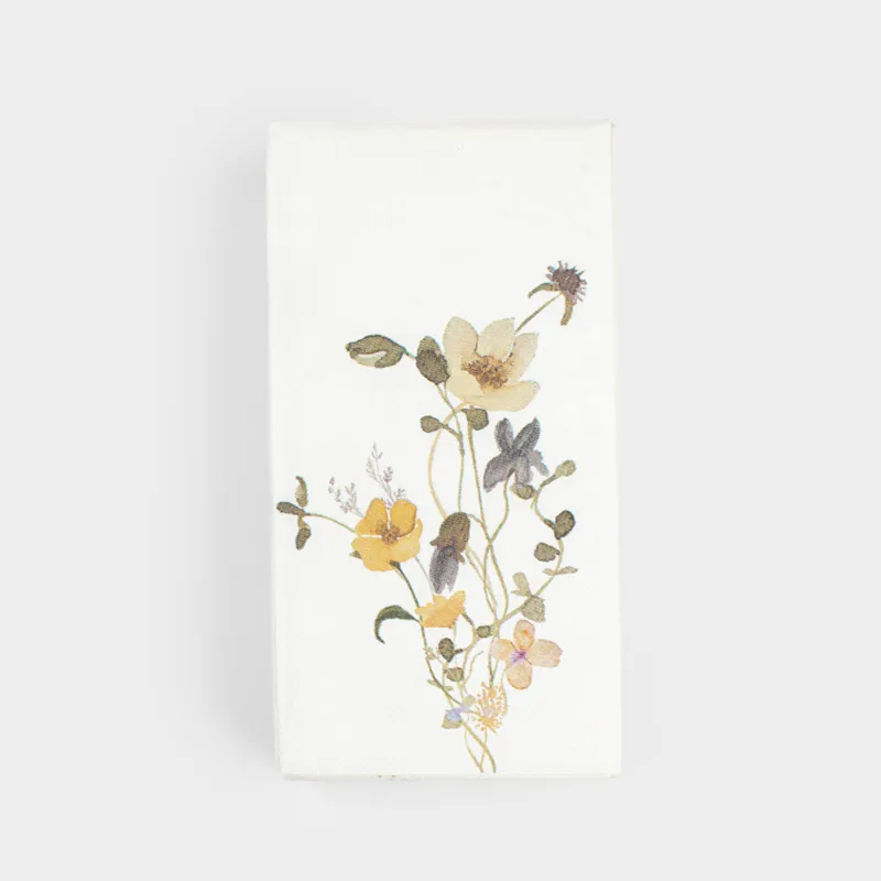 Қағаз майлықтар, 33х33 см, 20 дана, төртбұрышты, ақ, сары Гүлдер, Flowers