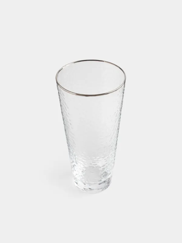 Стақан, 17 см, 450 мл, шыны, күміс жиегі бар, Ripply silver, image-1