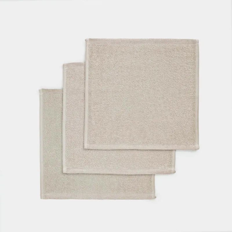 Полотенце, 30х30 см, 3 шт, хлопок, бежевое, Wellness, image-2
