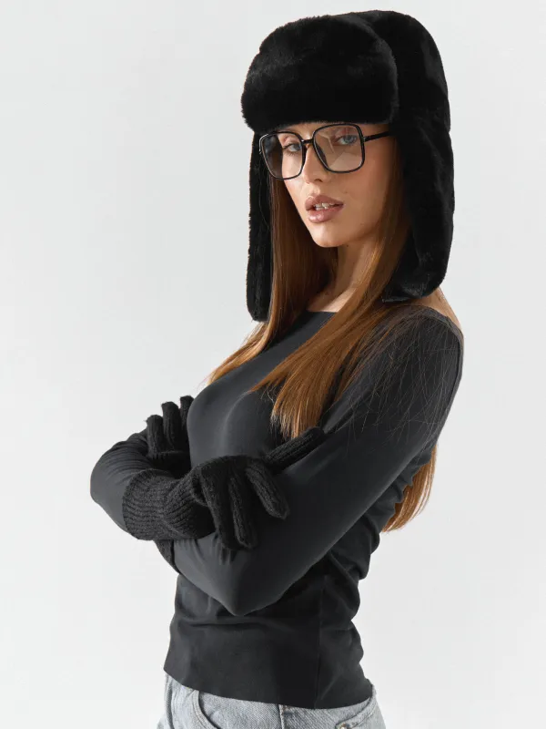 Перчатки женские, единый размер, акрил/полиэстер/нейлон, черные, Knitting, image-6