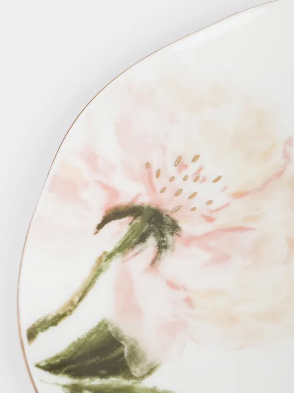 Түскі ас тәрелкесі, 27 см, фарфор F, ақ, алтын жиегі бар, Гүл, Peony gold, image-2