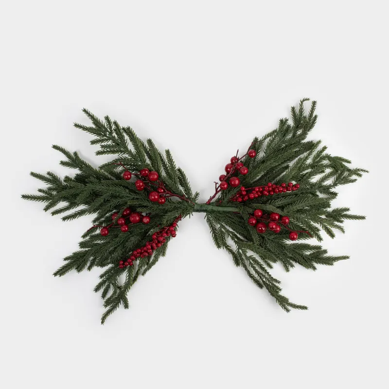 Композиция декоративная, 55 см, пенопласт, Ель с красными ягодами, Red berry