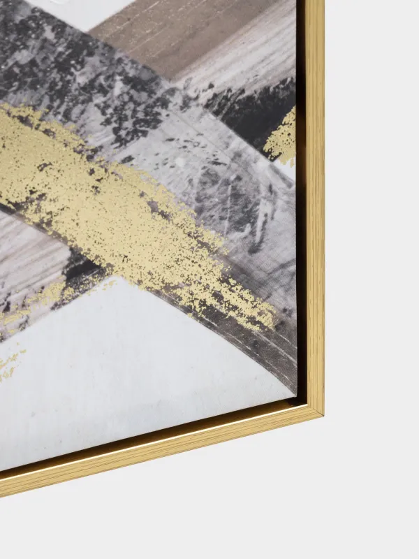 Картина в раме, 75х100 см, холст, золотисто-коричневая, Абстрактные линии, Abstract, image-3