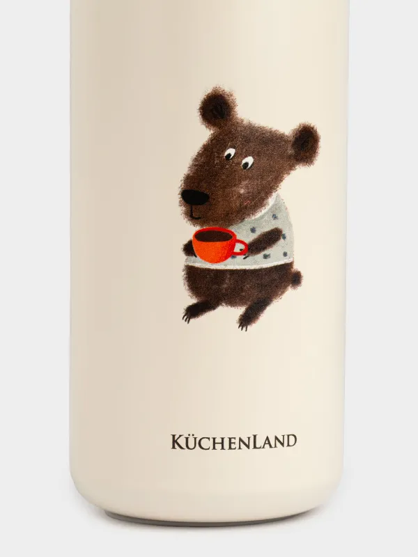 Балаларға арналған термос, 320 мл, сабаны бар, болат/пластик, сарғылт-қоңыр, ДИЗАЙН, Cute vessel, image-2