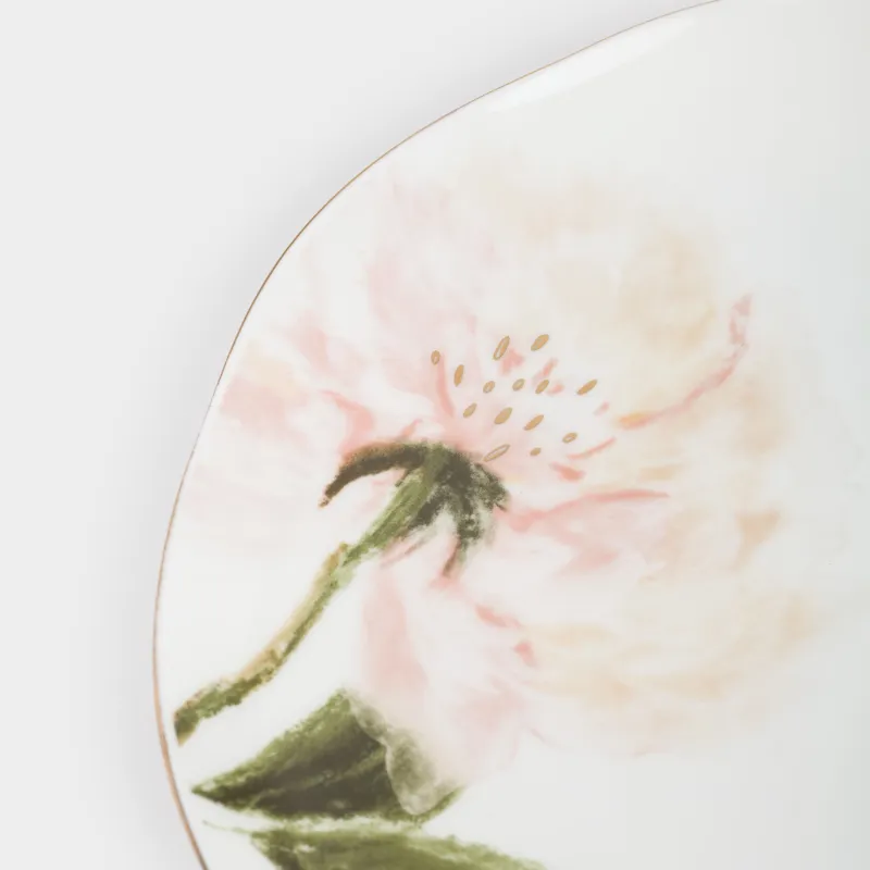 Түскі ас тәрелкесі, 27 см, фарфор F, ақ, алтын жиегі бар, Гүл, Peony gold, image-4