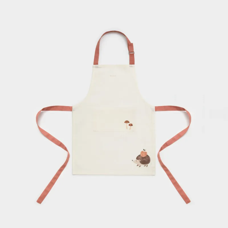 Балаларға арналған алжапқыш, 45х60 см, мақта, сарғылт-қоңыр, Алмасы бар кірпі, Hedgehog apple