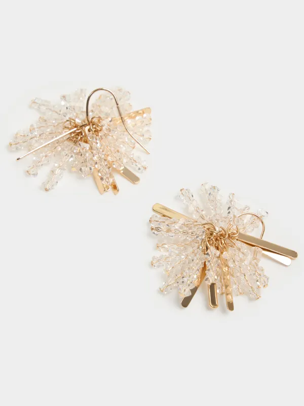 Пусет сырғалары, 3 см, 2 дана, металл/шыны, алтын, Jewelry, image-2