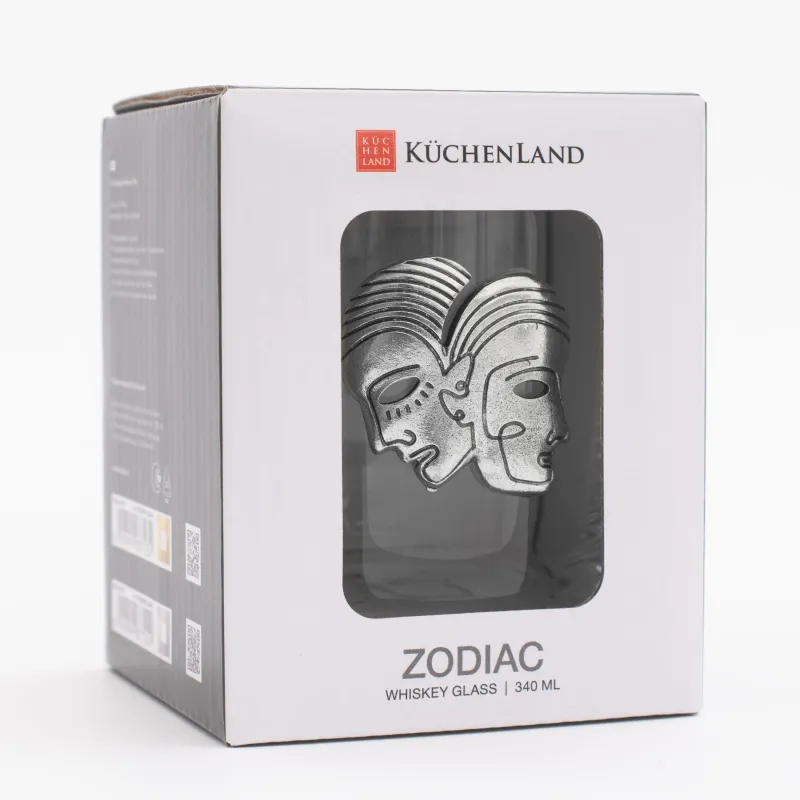 Виски стақаны, 10 см, 340 мл, шыны/металл, күміс, Егіздер, Zodiac, image-5