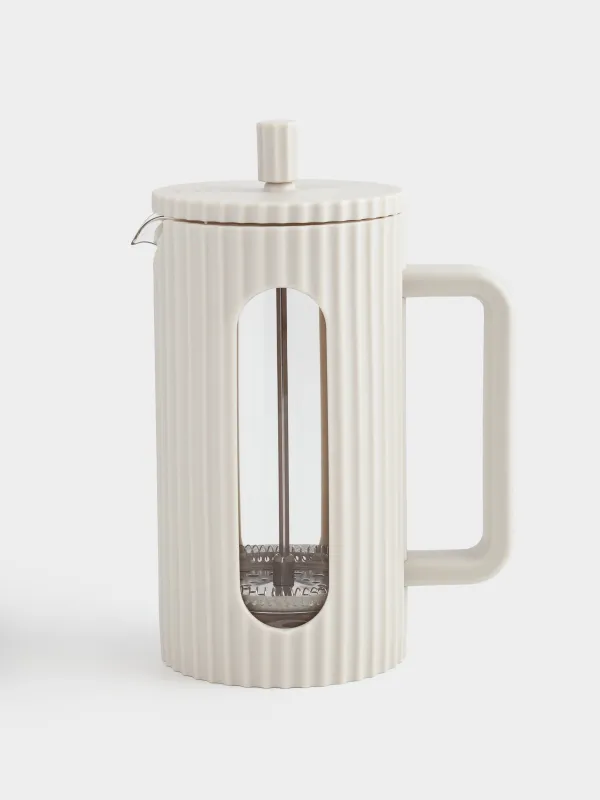 Френч-пресс, 1 л, стекло Б/сталь/пластик, бежевый, Ketto, image-0