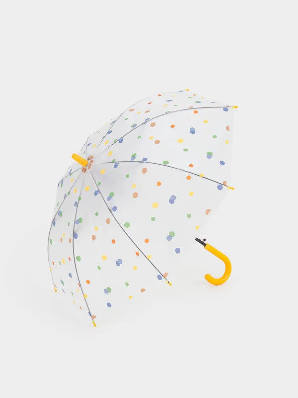 Қолшатыр-таяқ, 68 см, балаларға арналған, полиоксиэтилен, сары, нүктелі, Aspen, image-0