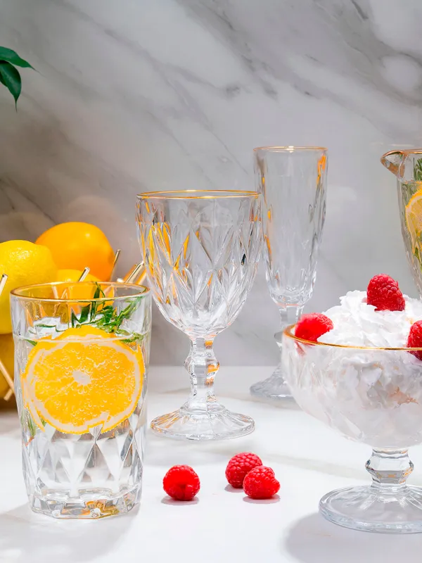 Стақан, 12 см, 340 мл, шыны Р, алтын жиегі бар, Rhomb gold, image-4