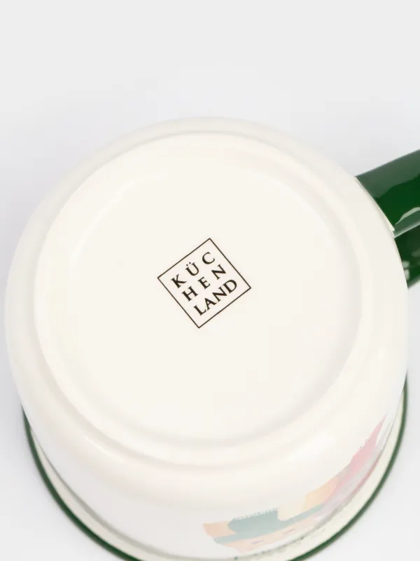 Саптыаяқ, 470 мл, керамика, ақ және жасыл, Шарф таққан мысық пен ит, Winter friends, image-3