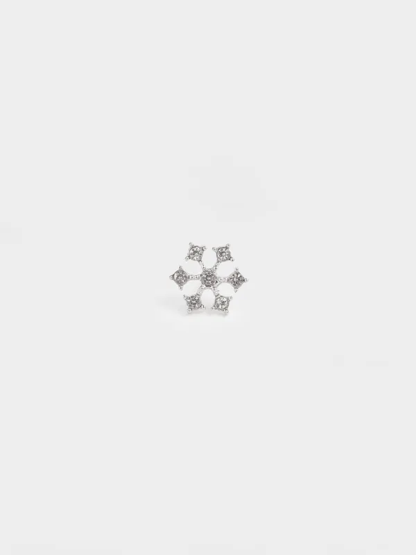 Пуссет сырғалары, 1 см, 2 дана, металл/страздар, күміс, Қар ұшқыны, Rime, image-2