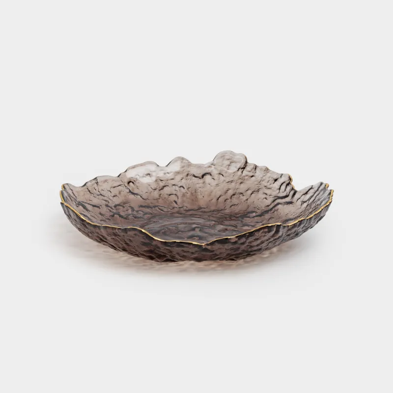 Ыдыс, 25х3 см, шыны, қоңыр, алтын жиегі бар, Nautilus color