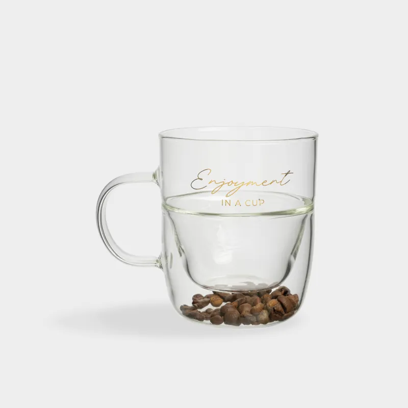 Саптыаяқ, 350 мл, шыны Б, ішінде кофе дәндері бар, Enjoyment in a cup, Air decor