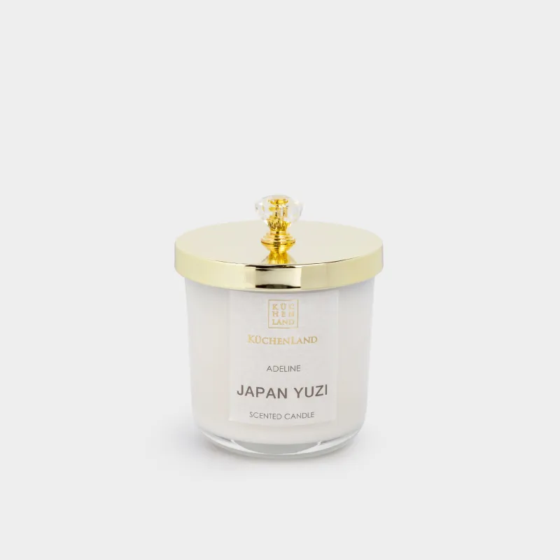 Хош иісті шам, 9 см, шам ұстағышта, қақпағы бар, ақ, Japan Yuzi, Adeline