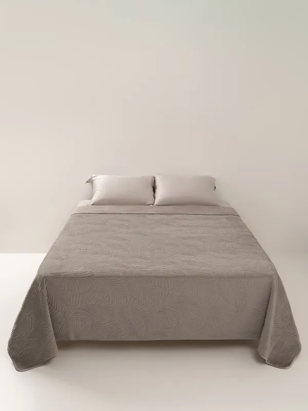 Төсек жапқыш, 240х260 см, сырылған, полиэстер, қоңыр, Пальма жапырағы, Stitch velvet, image-4