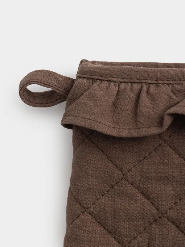 Прихватка-варежка, 18х28 см, хлопок, с рюшами, серо-бежевая, Ruffles, image-3