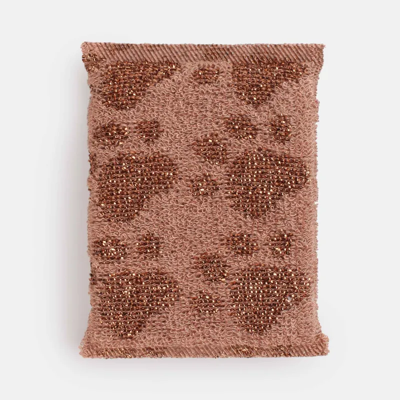 Ыдыс жууға арналған губка, 12х9 см, екі жақты, полиэстер / көбік, қола, табан, Clean