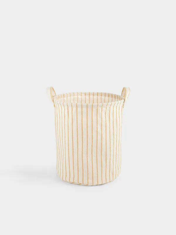 Сумка для хранения белья, 30х35 см, с ручками, полиэстер, круглая, экрю, Полосы, Stripe, image-0