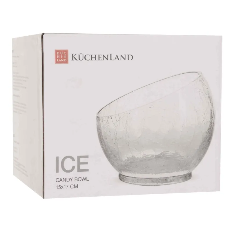 Конфетница, 18x15 см, стекло, Кракелюр, Ice, image-3