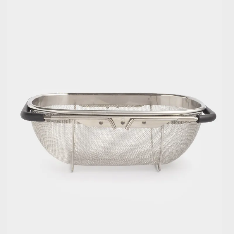 Дуршлаг, 27/40х18 см, на раковину, раздвижной, сталь/ПВХ, черный, Tammy