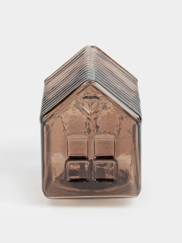 Сәндік шам, 12х12 см, шыны, қоңыр, Үй, House shape, image-1