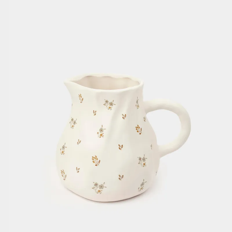 Кувшин, 1,6 л, керамика D, молочный, Винтажные цветы, La flore