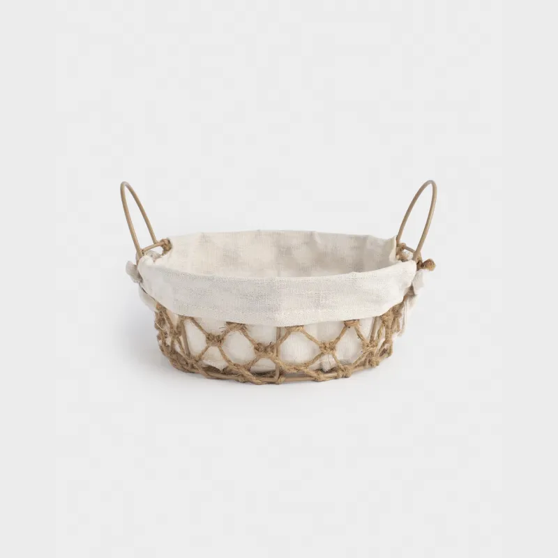 Корзина для хлеба, 22 см, полиэстер/металл/джут, круглая, бежевая, Jute