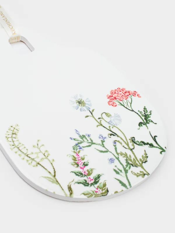 Ыстыққа арналған тұғыр, 15х21 см, керамика/тығын, ақ, Шалғын гүлдері, Floral meadow, image-1