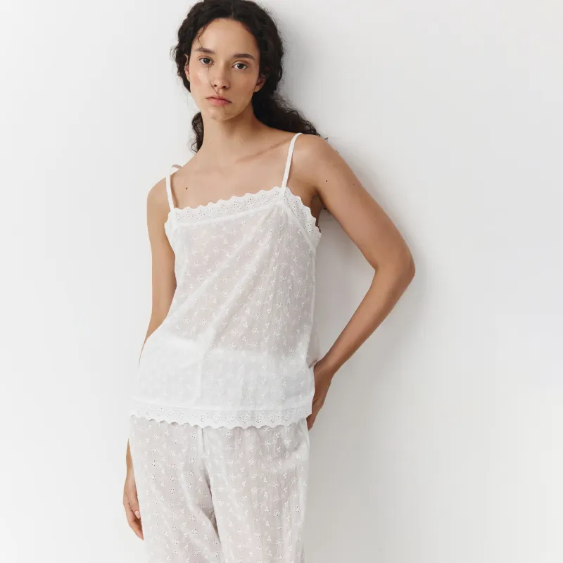 Әйелдерге арналған топ, үйге арналған, өлшемі L, белдіктері мен баулары бар, мақта К, ақ, Өрнектер, Deremisa