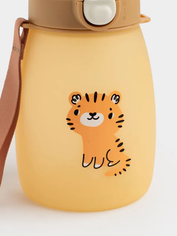 Бутылка-поильник, 460 мл, с ремешком, Тигр, Kiddy, image-5