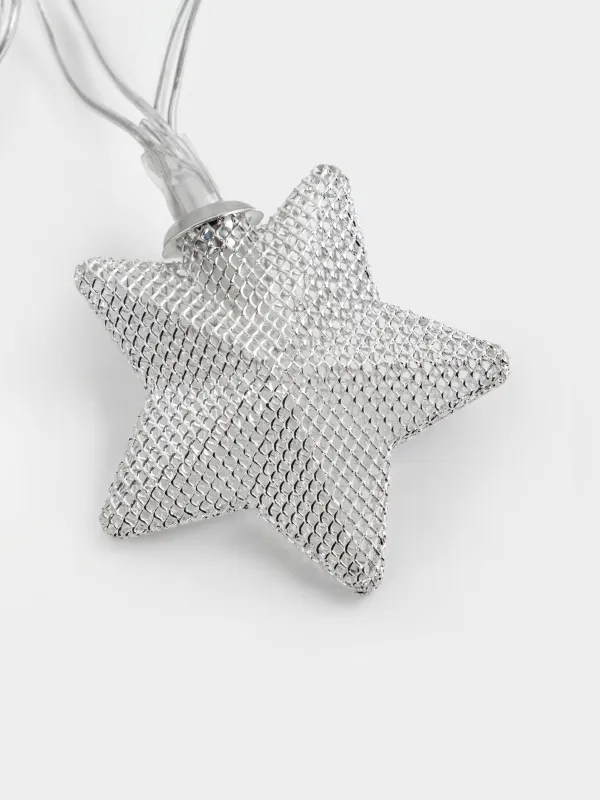 Гирлянда декоративная, 1,35 м, с подсветкой, 10 ламп, металл/пластик, белая, Звезды, Christmas, image-3