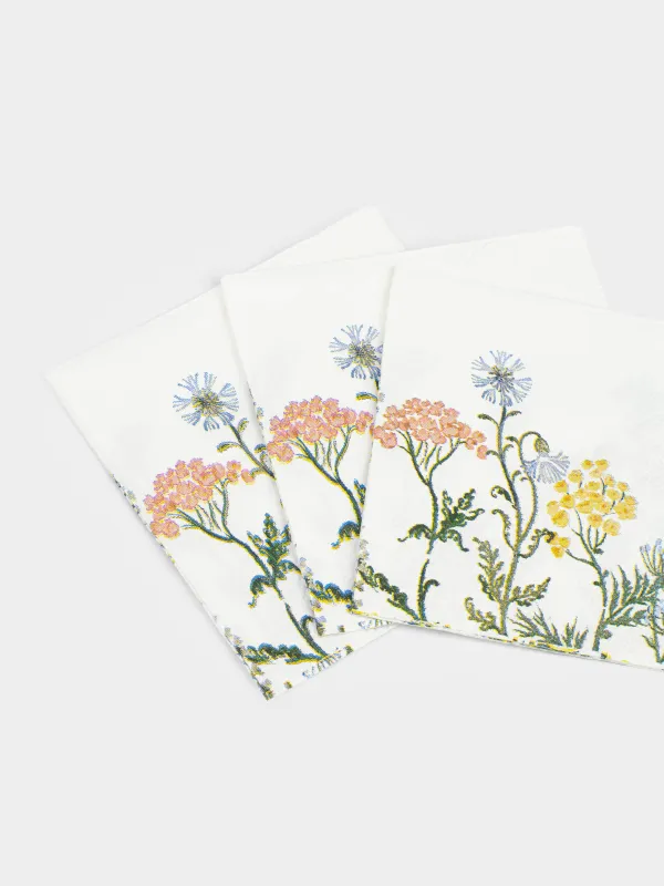 Қағаз майлықтар, 21х21 см, 20 дана, төртбұрышты, ақ, Шалғын гүлдер, Floral meadow, image-3