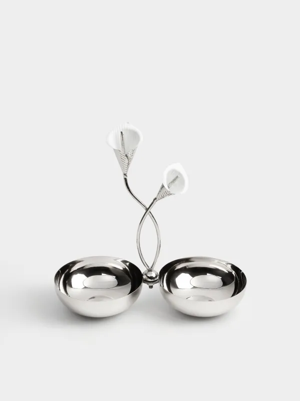 Подставка для закусок, 26х26 см, 2 отд, с ручкой, металл, Каллы, Fantastic flower, image-1